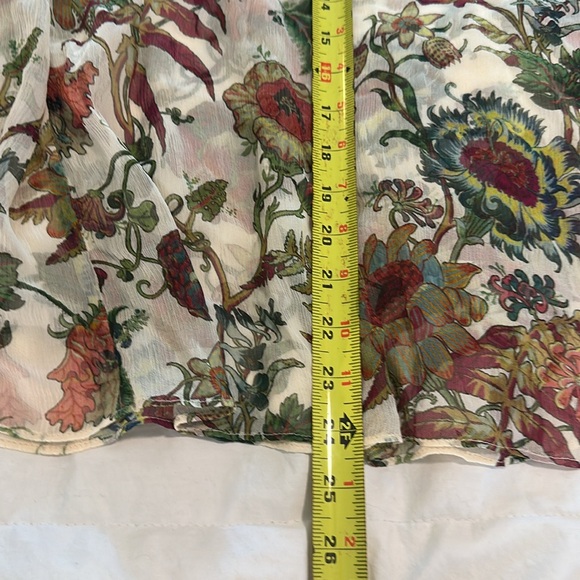 Ulla Johnson Bernadette 100% Silk Floral Sheer Blouse Cream Green Freesia 14 - Picture 13 of 16